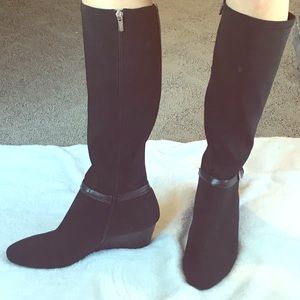 Chaps size 9 black wedge fitted high knee boot